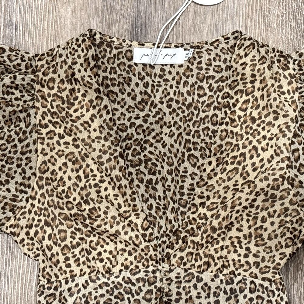 Petal & Pup Top Size 4 Cropped Leopard Print Balloon Sleeve Festival NEW - Picture 6 of 11